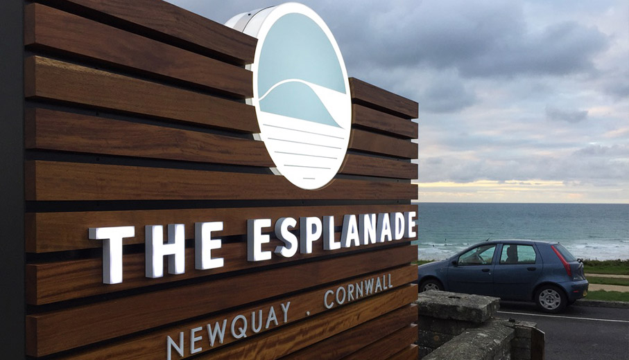 The Esplanade Hotel sign at Newquay Cornwall, made by sign makers in Cornwall