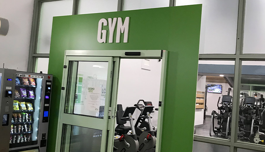 Custom entrance surround to GLL better gym, Carterton