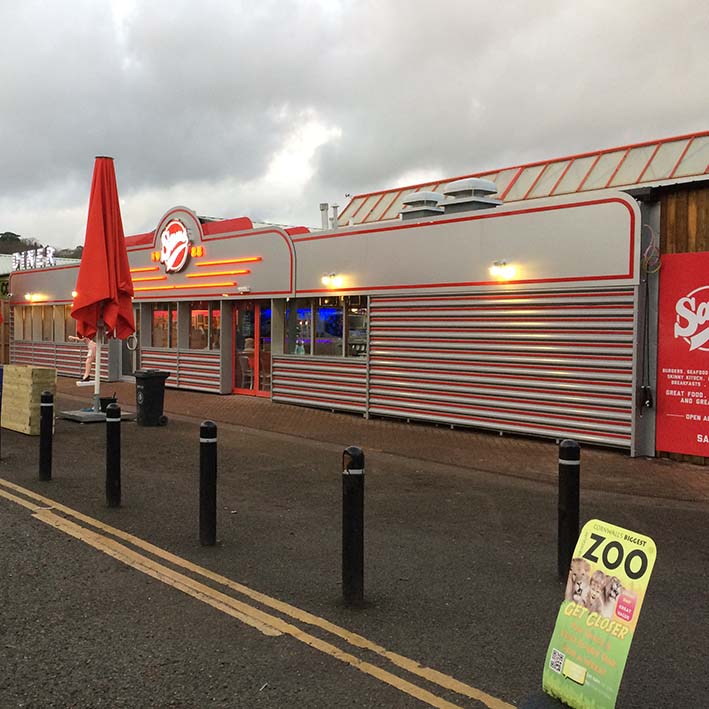 Sams Diner St Austell exterior cladding and sign project
