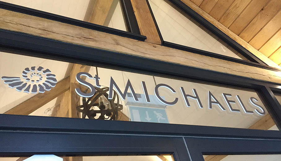 acrylic cut lettering in St Michaels Hotel, Falmouth Cornwall