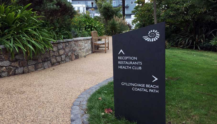 Large slate wayfinding signs made in Cornwall