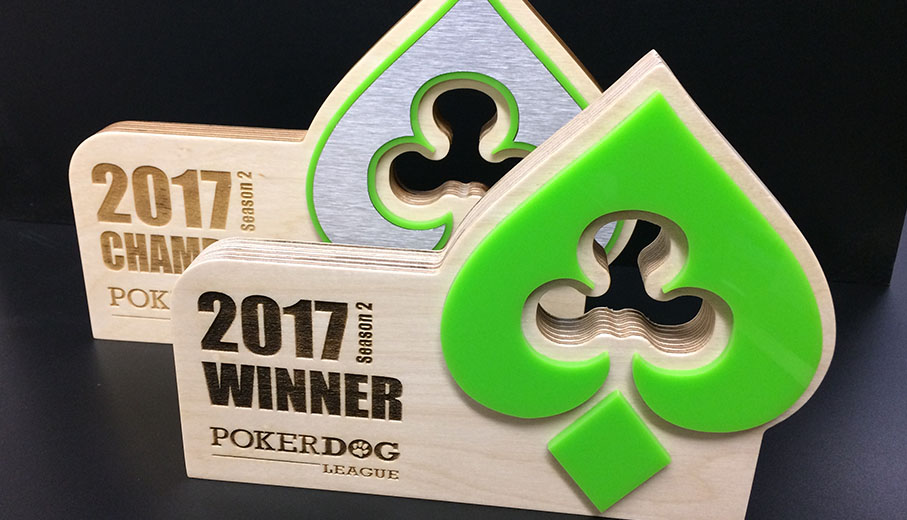 finished bespoke awards for poker dog 