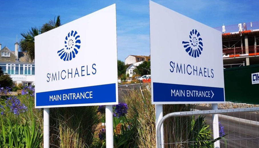 St Michaels Hotel entrance signs Falmouth Cornwall