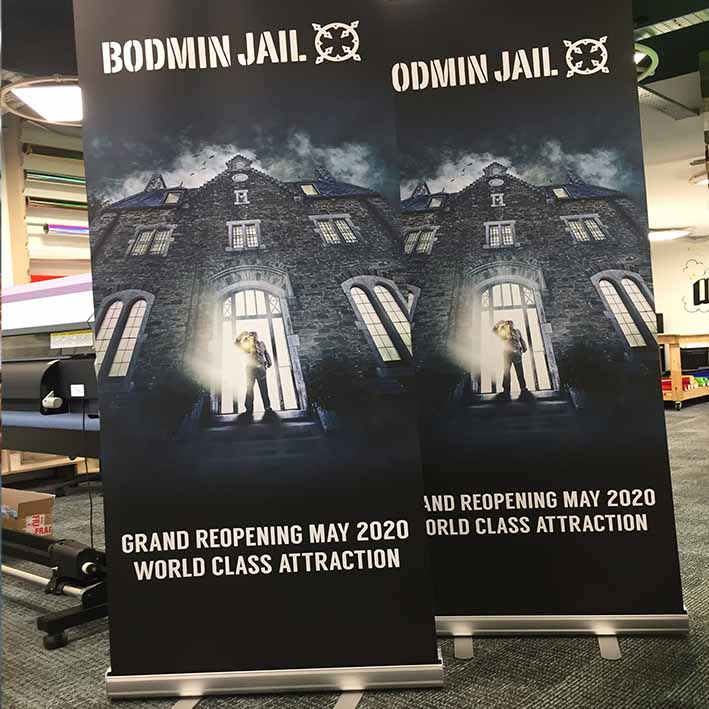 Printed rollup stand for Bodmin Jail Attraction Cornwall