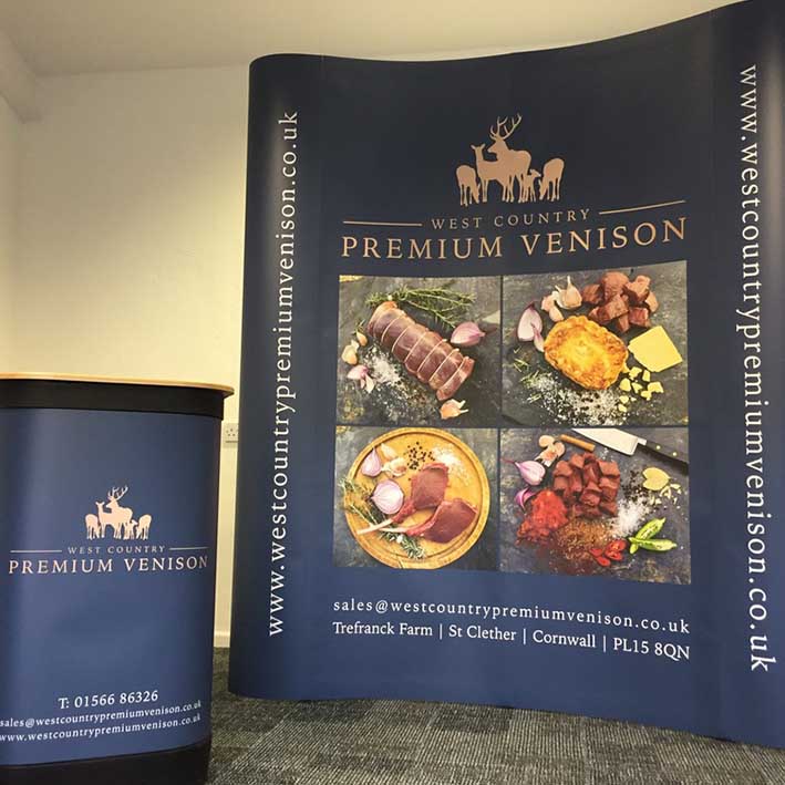 Pop Up stand custom printed for Premium Venison Cornwall
