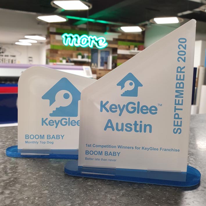 Bespoke franchise awards using recycled acrylic