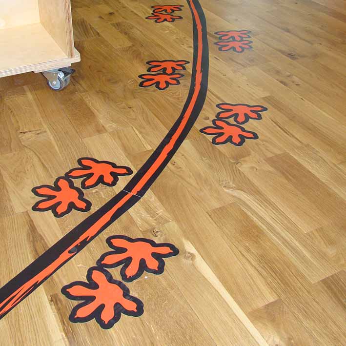 digital printed floor stickers with shape cut design