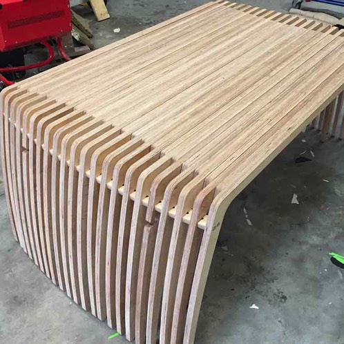 Bespoke furniture maker Cornwall, table made using birch ply