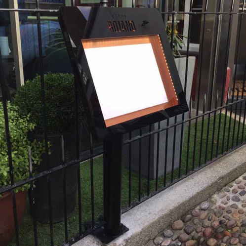 Bespoke outdoor menu display case with illumination. Padstow Cornwall