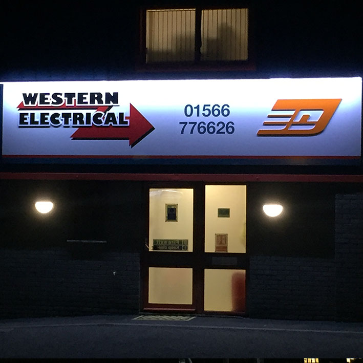 Western Electrical Illuminated Sign manufactured in Launceston Cornwall