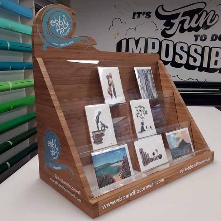 Bamboo sustainable card stand for ebb & flo