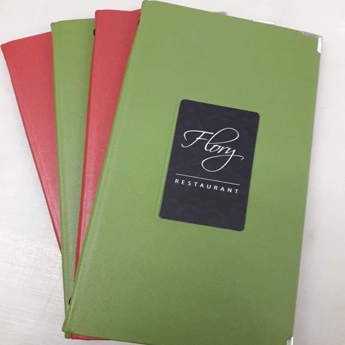 Customised Menu with Graphic Inlay for Flory Restaurant Bodmin Cornwall