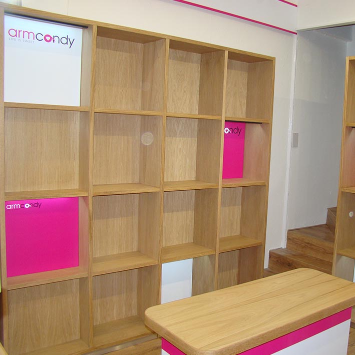 bespoke shop shelving produced by More Creative Cornwall