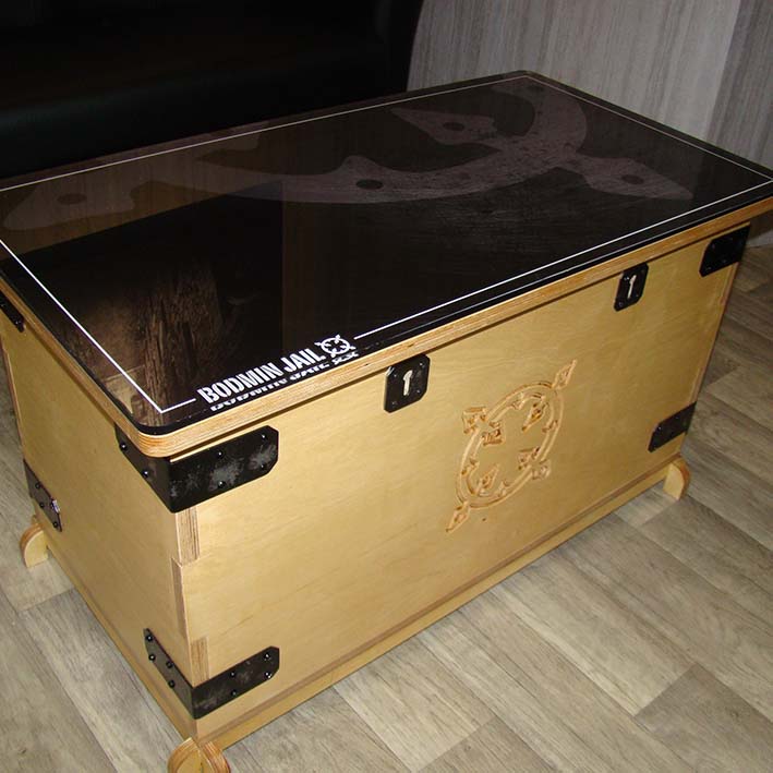 bespoke birch ply storage box with printed top