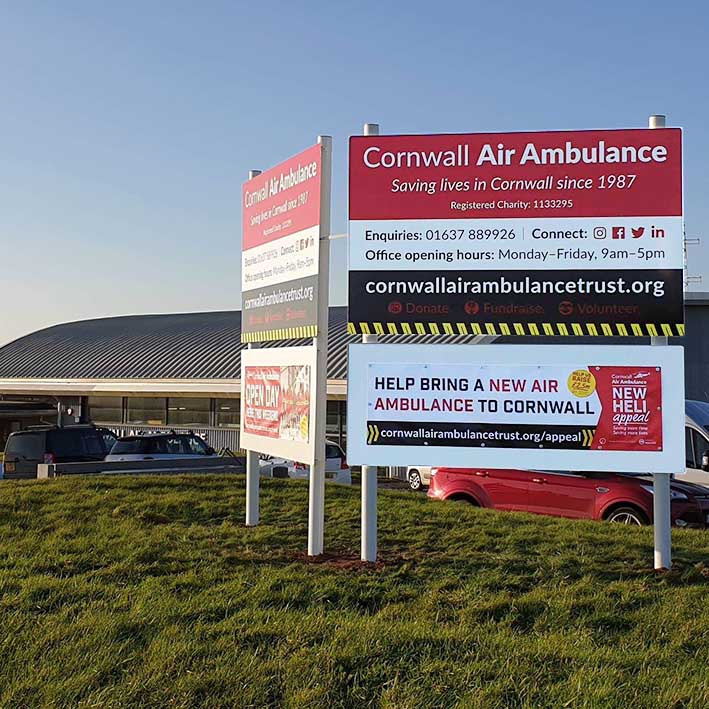 Air Ambulance signs installed at Newquay Airport