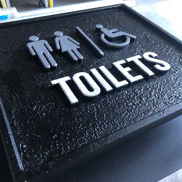 Heritage style old cast toilet sign supplier
