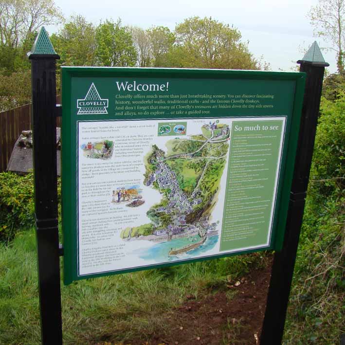 Heritage Map information sign for Clovelly Devon made in Cornwall