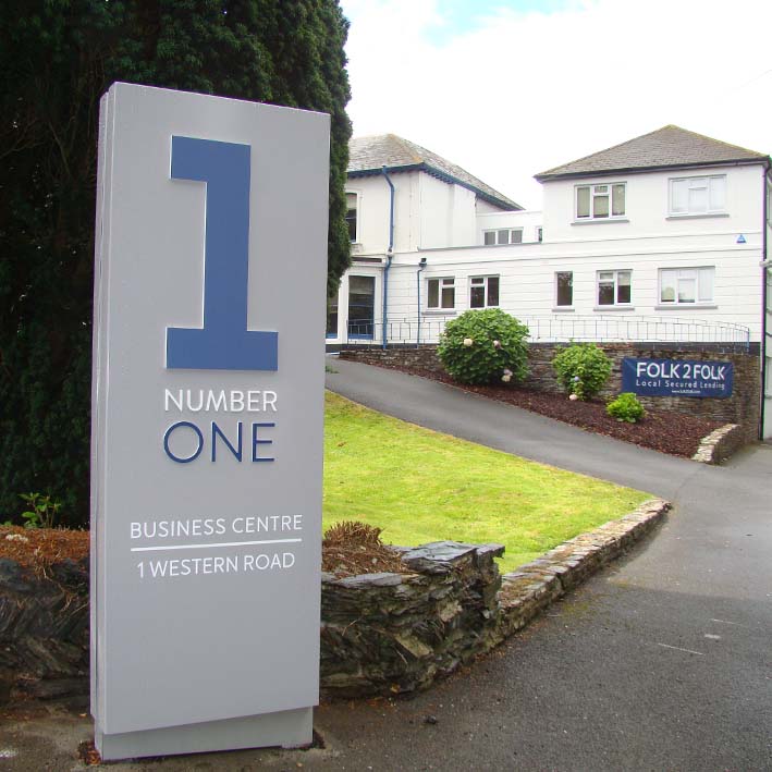 Business centre entrance monolith sign in Launceston