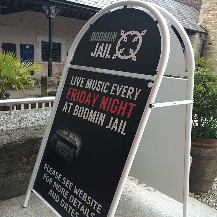 Pavement sign for visitor attraction with digital print and logo