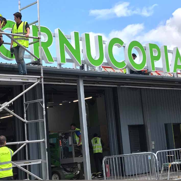 Retail park sign letters by sign company in Cornwall