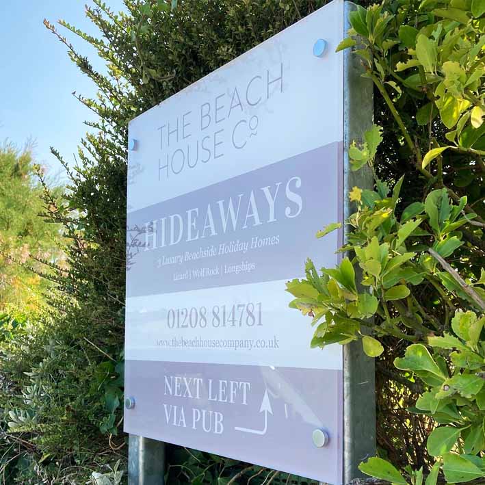 Sign on galvanised posts at Harlyn Bay Padstow