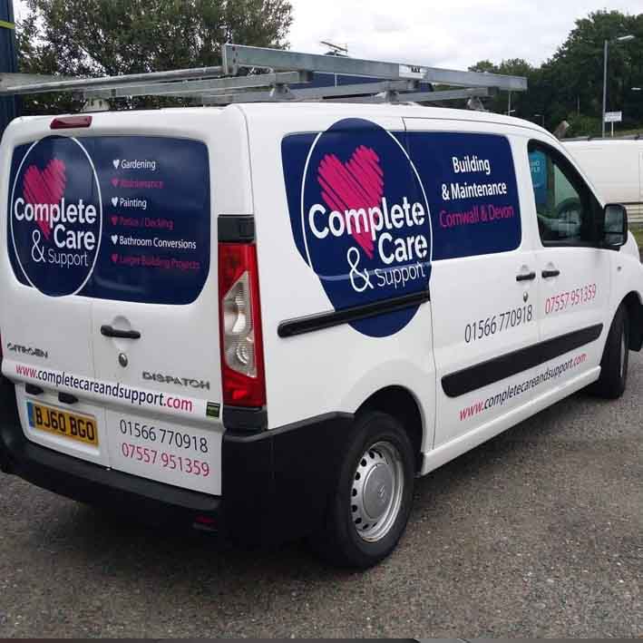 Complete Care printed van graphics in Launceston