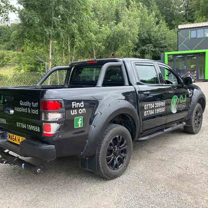 Sign Writing for CJ Turf Launceston Cornwall