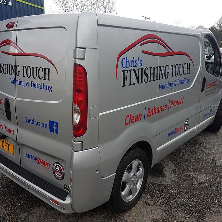 Valeting van vehicle graphics in Launceston