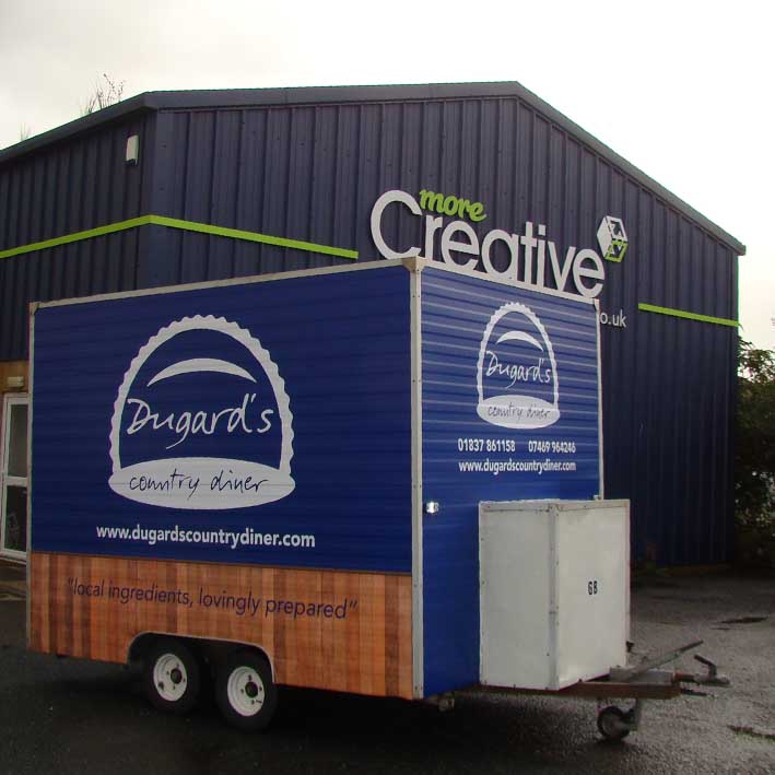 Snack van trailer wrap for country diner