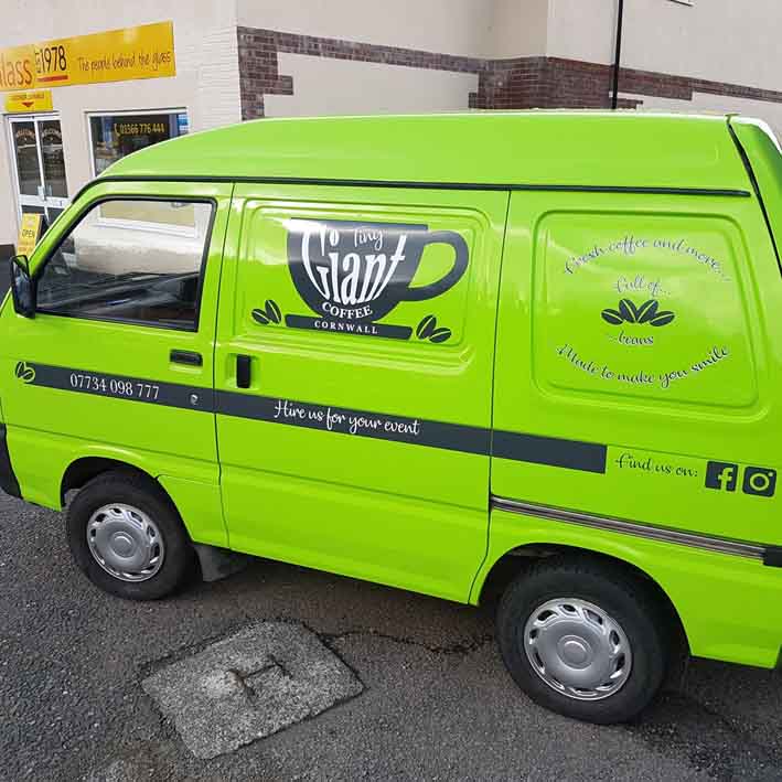 The Tiny Giant coffee van graphics Cornwall